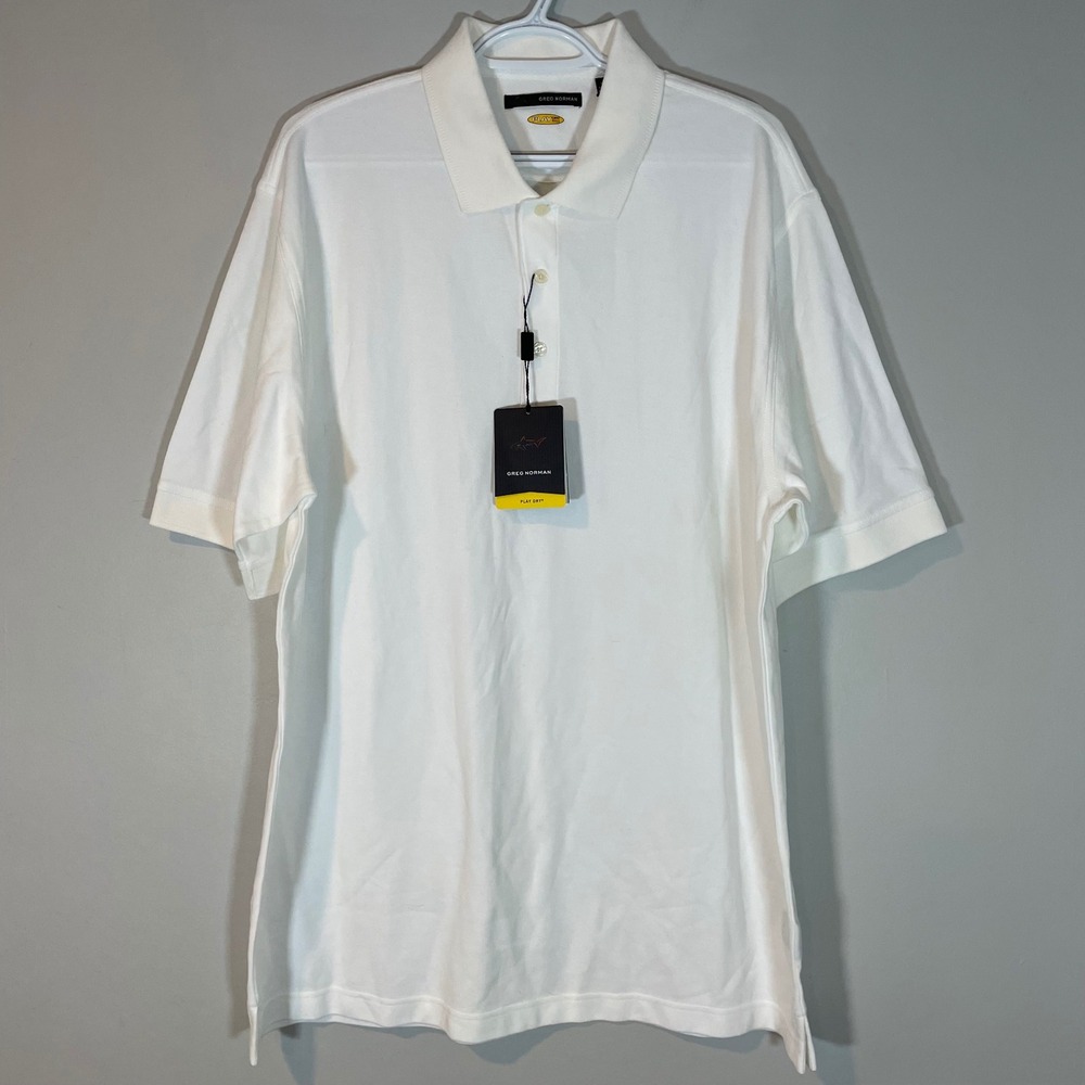 Greg Norman Mens Play Dry Golf Polo Shirt White XL Short Sleeve Business Golf